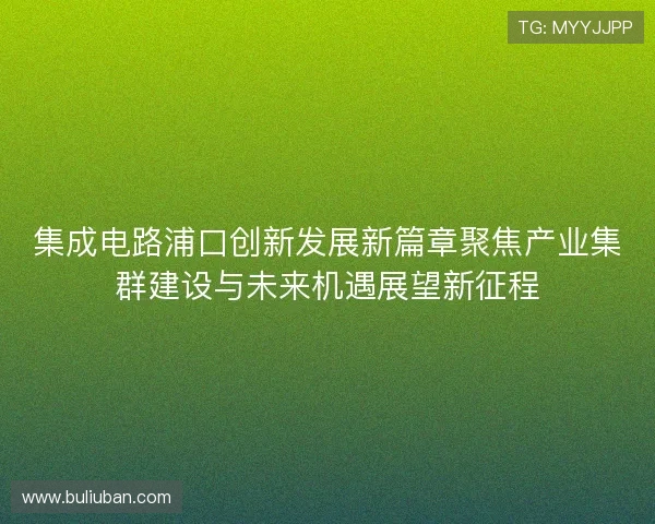 集成电路浦口创新发展新篇章聚焦产业集群建设与未来机遇展望新征程 集成电路浦口创新发展新篇章聚焦产业集群建设与未来机遇展望新征程